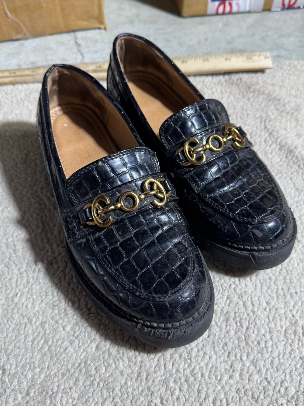 Circus by Sam Edelman Shoes Womens 5.5 US Deana Loafer Croc Embossed Gold Chain